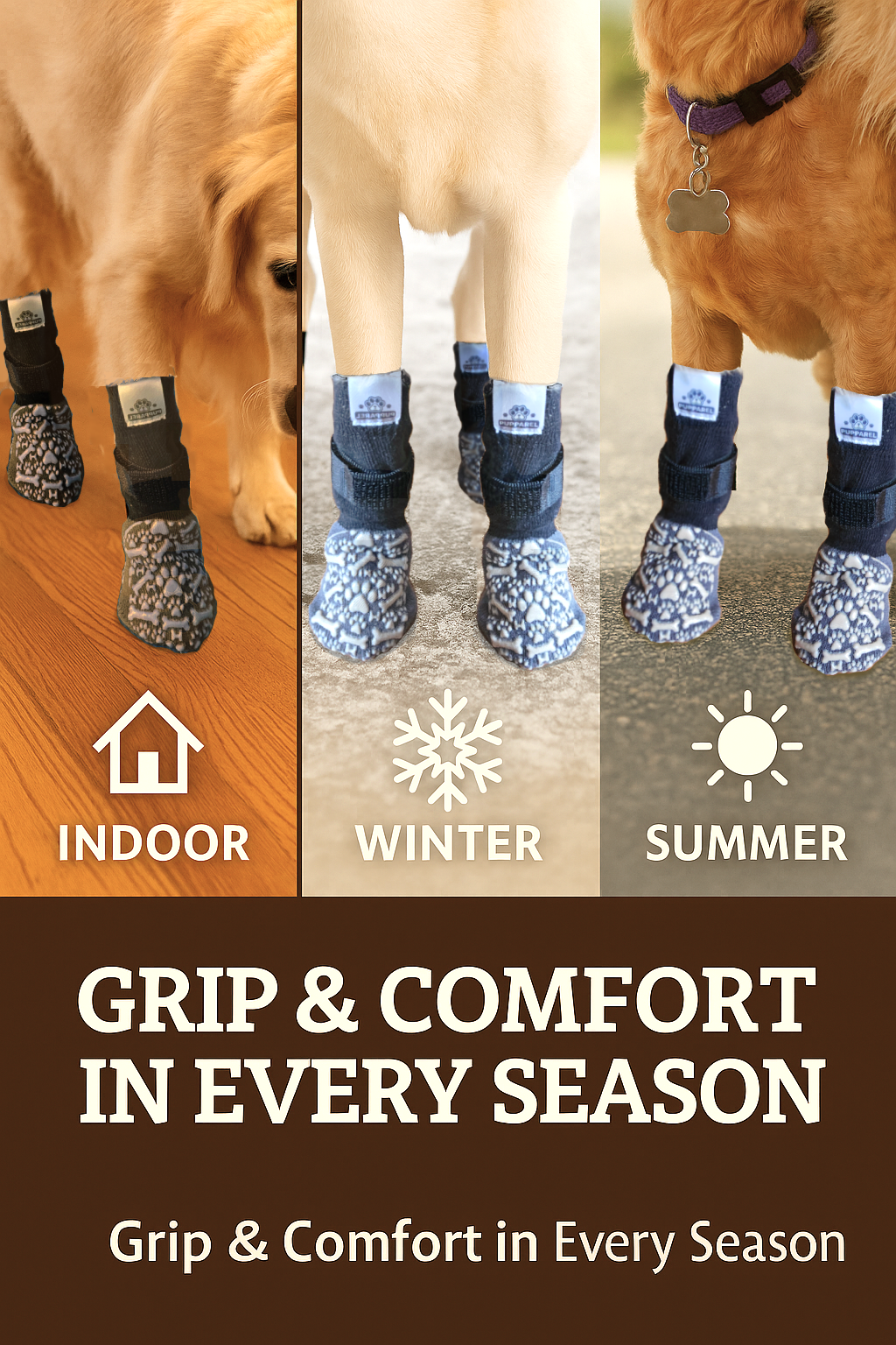 Pupparel Premium Non-Slip Dog Socks Sizes XS–XL